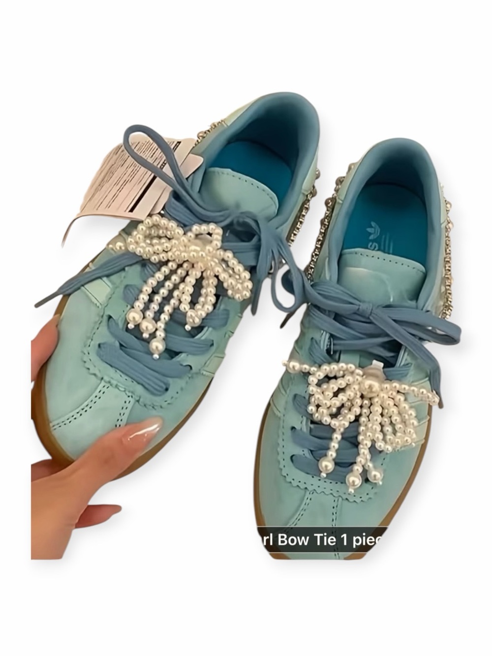 Cottage core Pearl Dainty Bow Silver Sneaker Clip on Viral Festival Glam Date